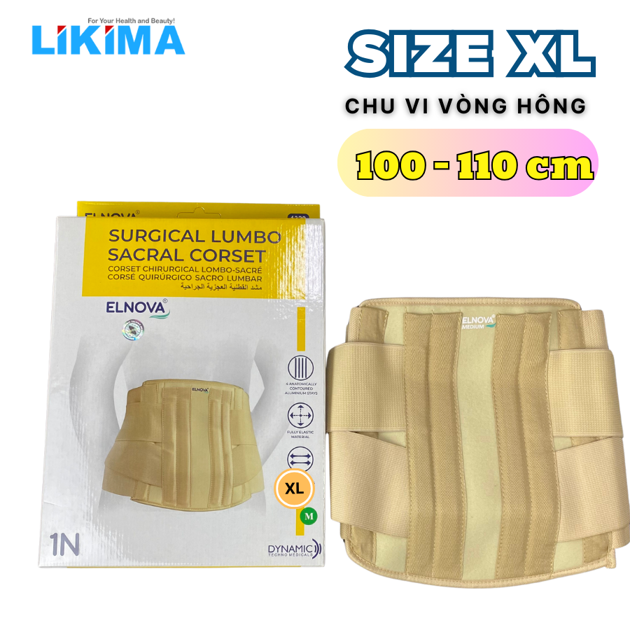 Đai cố định thắt lưng cột sống Elnova (màu kem) – 1320 Likima