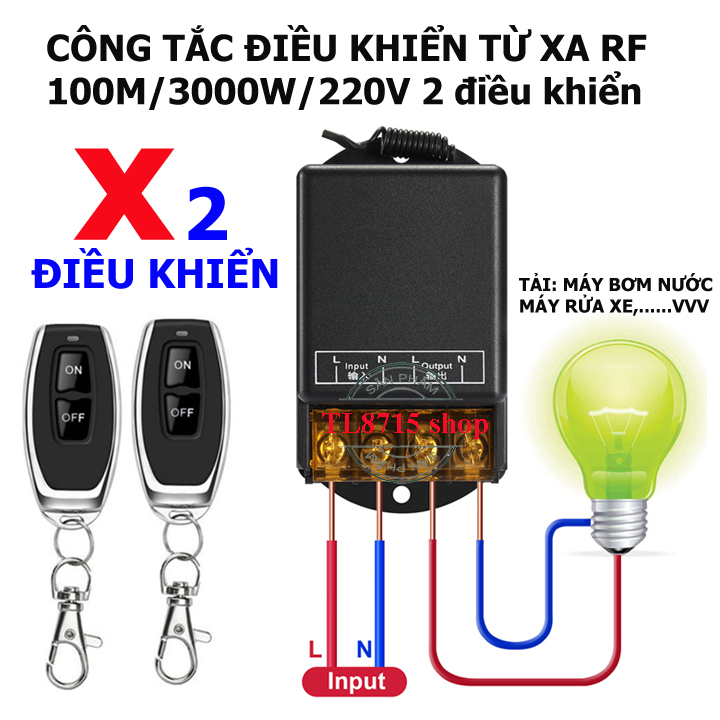 [2 ĐIỀU KHIỂN MẪU 2020] Bộ công tắc điều khiển từ xa công suất lớn 100m/3000W mach dieu khien tu xa  dieu khien tu xa công tắc hẹn giờ ổ cắm hẹn giờ