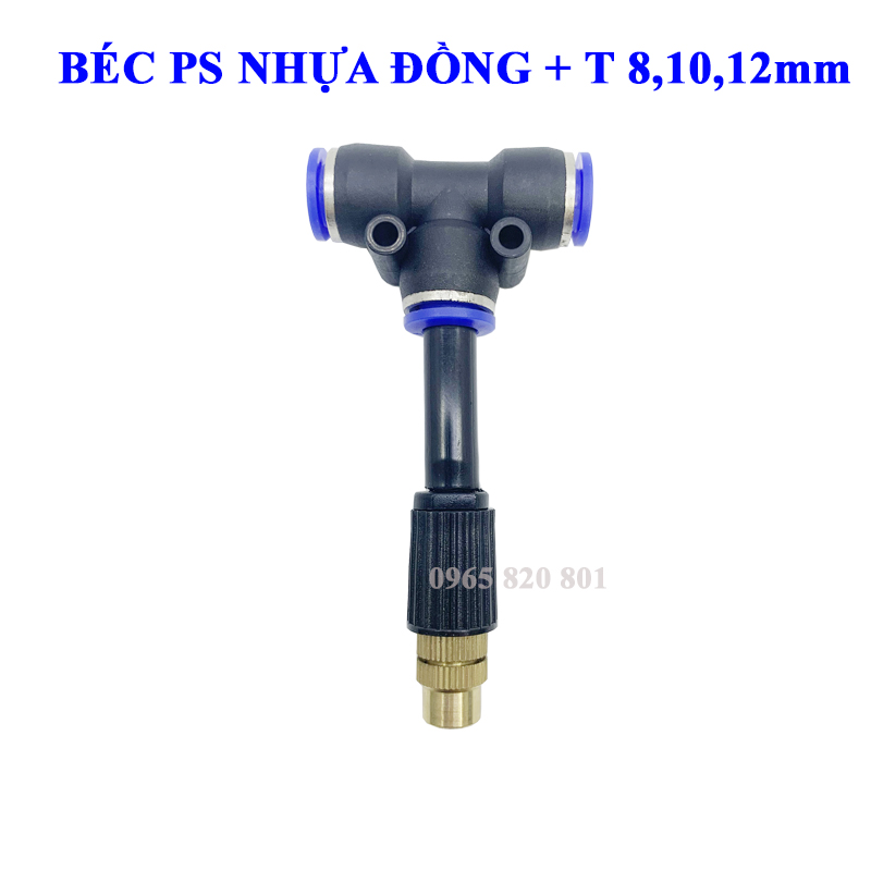 Béc phun sương đồng đơn kèm T 8,10,12mm
