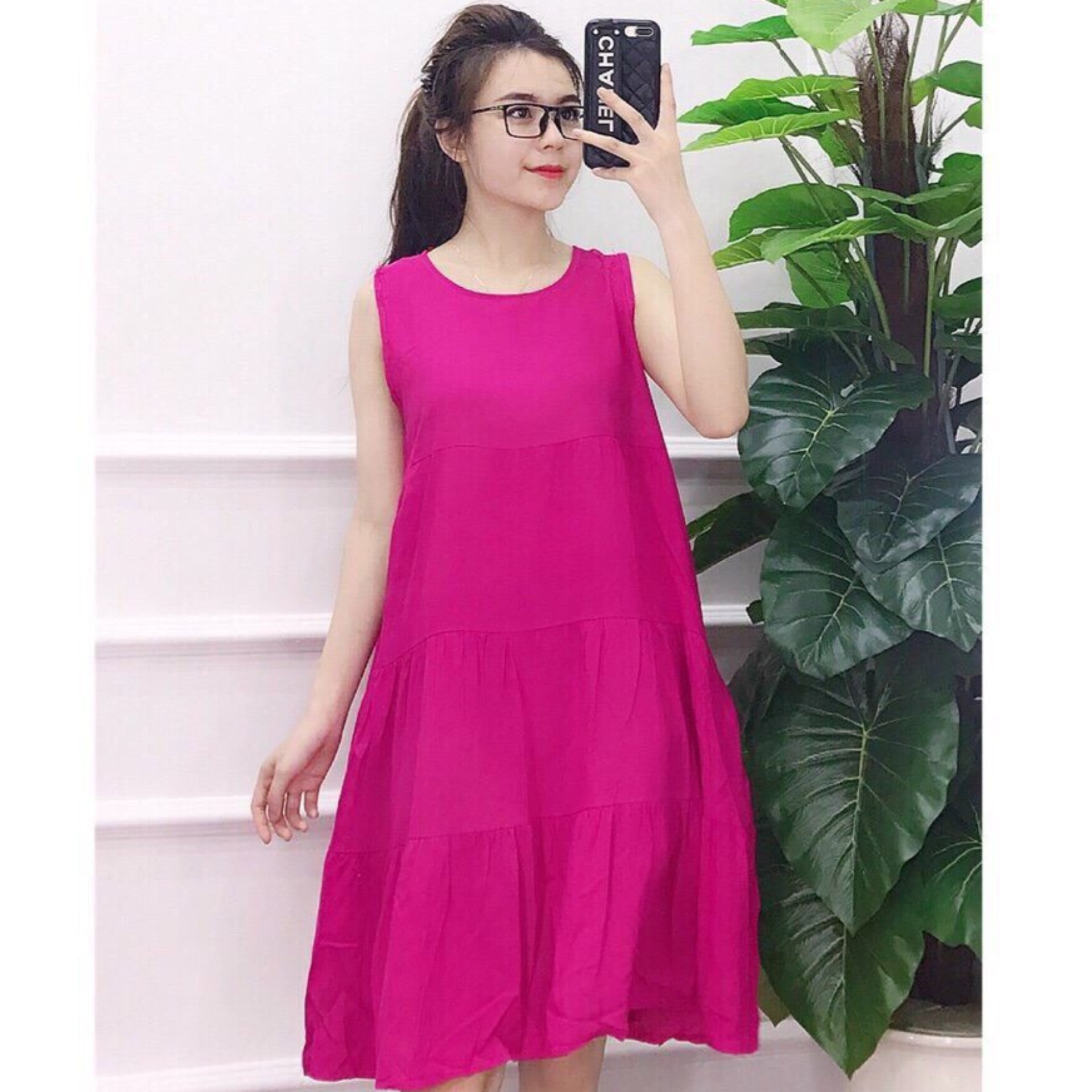 Váy lanh bầu mặc nhà chất mát