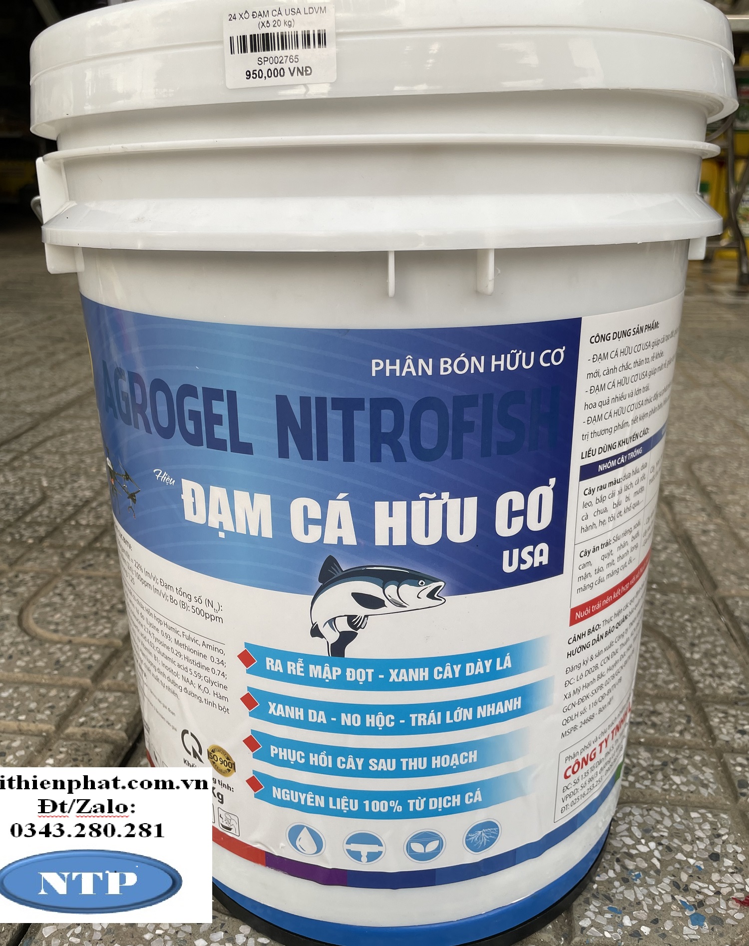 Đạm cá usa xô 20 kg bung đọt, kích r.ễ, phục hồi cây suy, sau thu hoạch