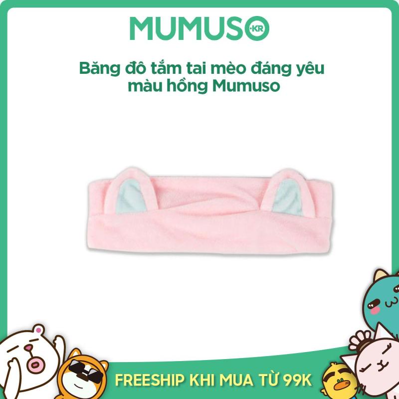 Băng đô tắm tai mèo đáng yêu màu hồng Mumuso nhập khẩu