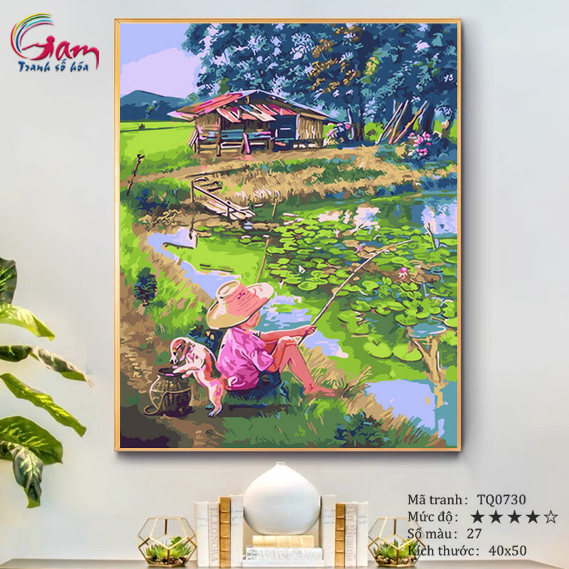 DIY Painting By Numbers Kit Landscape Painting No TQ0730 Fishing For Home Wall Decor, New Hobby And Gift Picture On Canvas Acrylic paint Coloring By Number