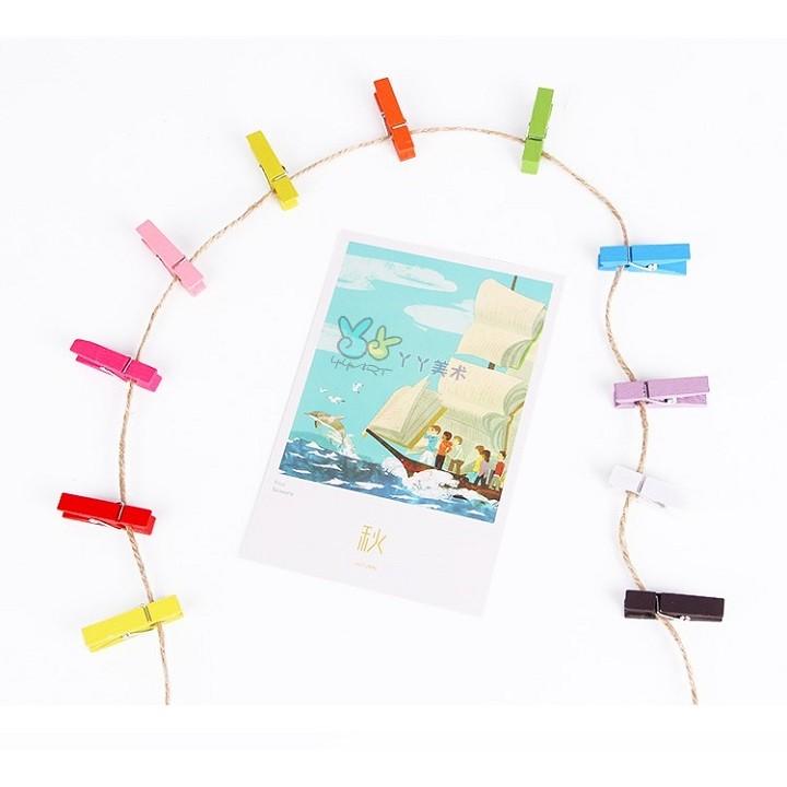Set 20 kẹp gỗ và 2m dây treo ảnh
