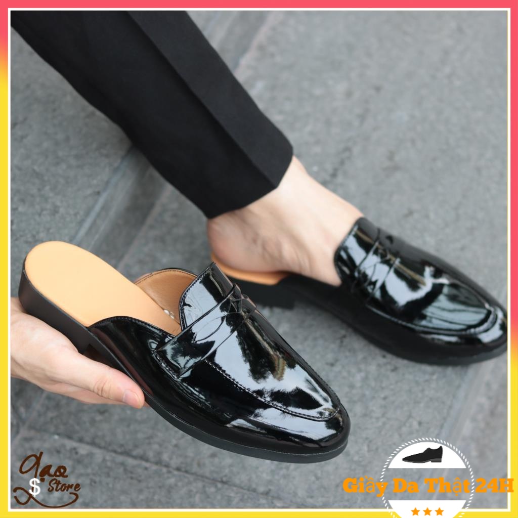 Giày Sục Nam Da Bóng Đơn Giản  [ Bảo Hành 3 Tháng ] Mã L196