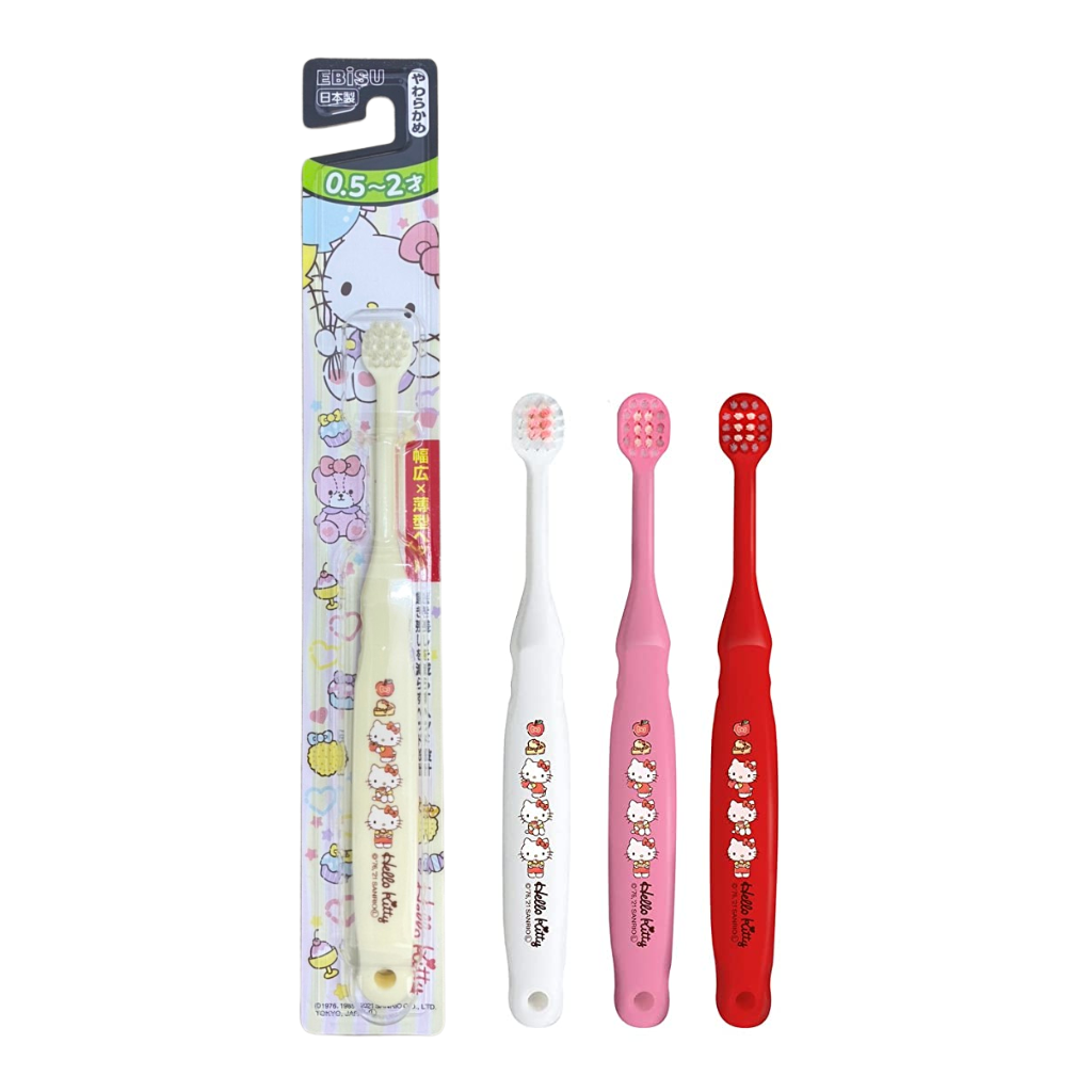 Bàn chải đánh răng Ebisu Hello Kitty cho bé từ 6 tháng tuổi
