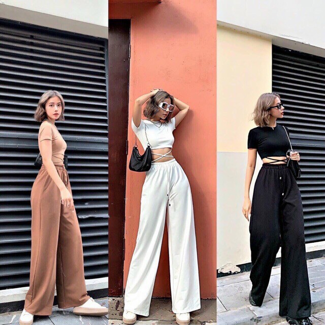 Áo Thun Croptop Phối Dây Cột Eo