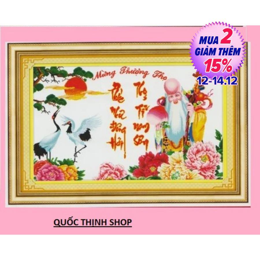 DLH 222758  Tranh thêu chữ thập Mừng Thọ
