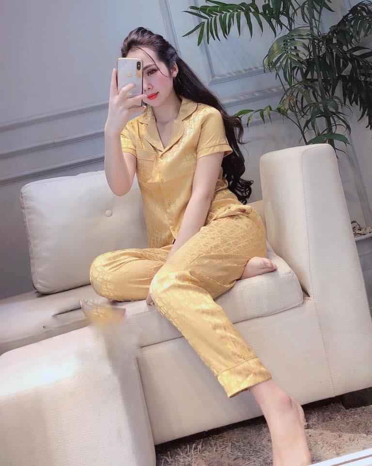 bộ đồ lụa satin mặc nhà cao cấp, bộ đồ sau sinh cao cấp