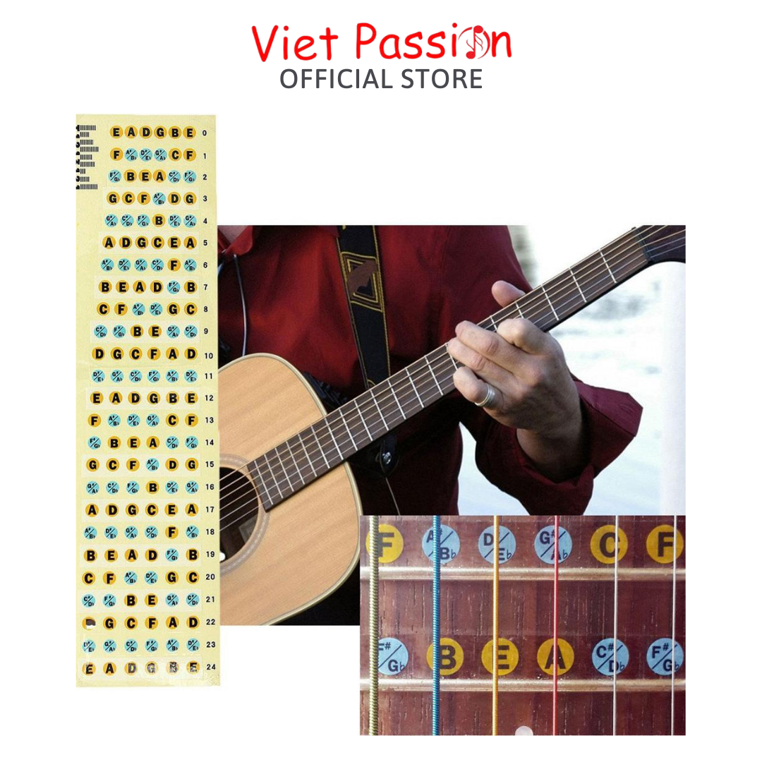 Sticker guitar ukulele dán nốt cần đàn guitar ukulele Viet Passion