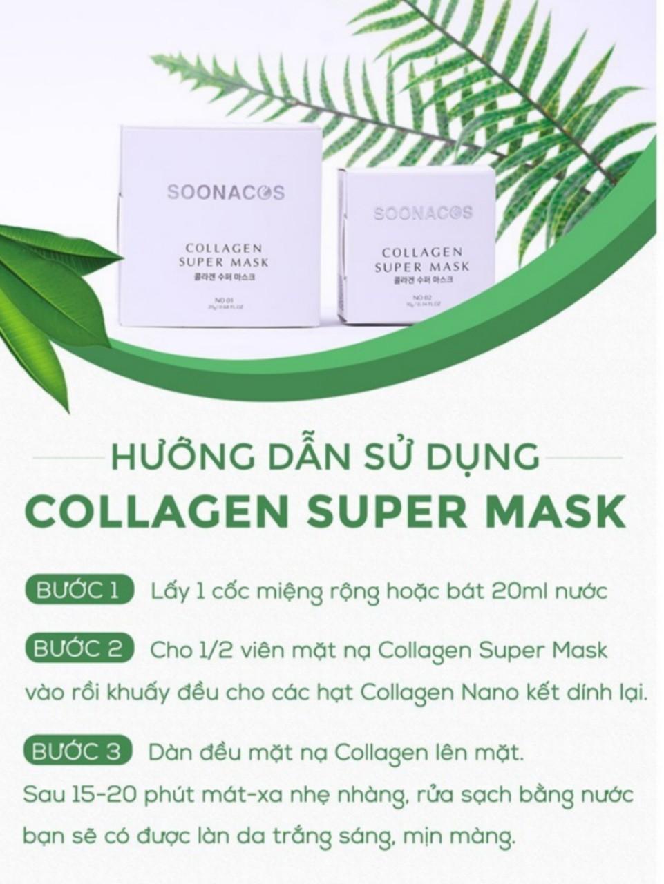 [HCM]Mặt nạ Collagen tươi SOONACOS Hàn Quốc (hộp 20 viên)