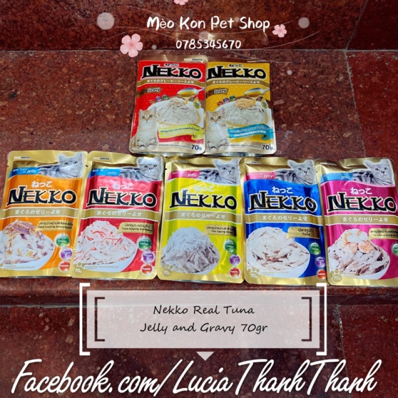 Thức ăn pate cho mèo Nekko Jelly & Gravy bịch 70 gr