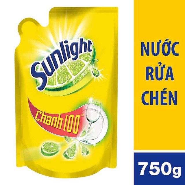 Nước Rửa Chén Bát Sunlight Chanh 100 Túi 750g