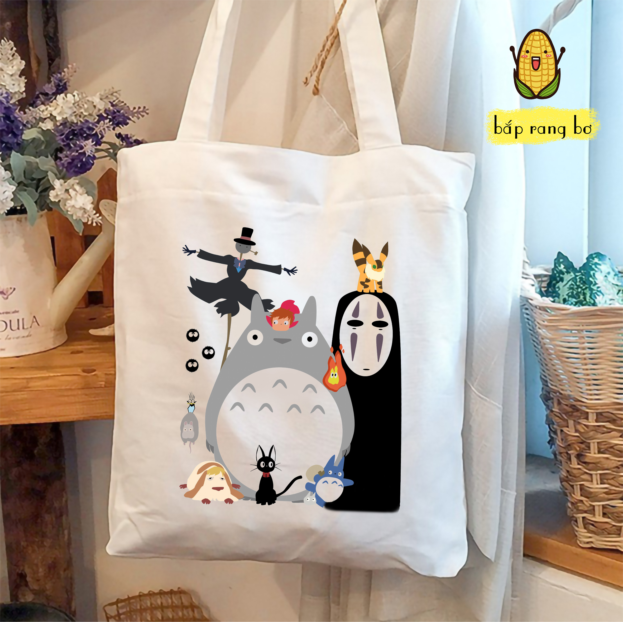 TÚI TOTE VUÔNG TOTORO (KHÓA MIỆNG TÚI VÀ TÚI CON) - VẢI CANVAS