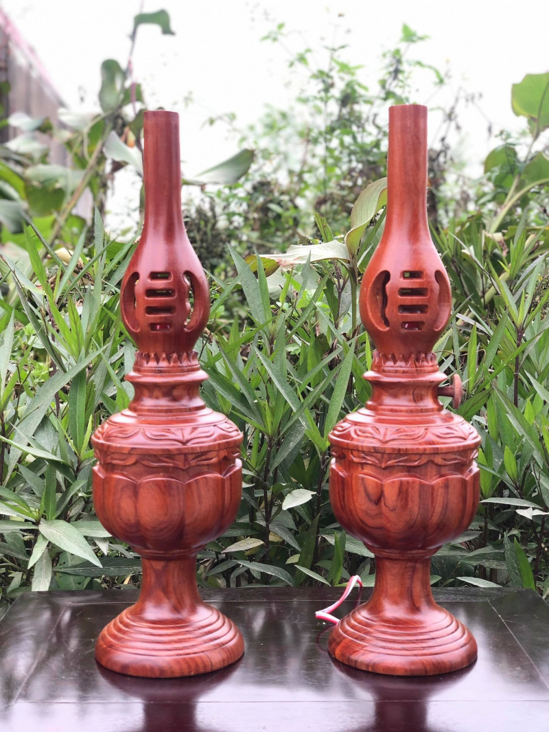 Bộ đèn dầu gỗ hương