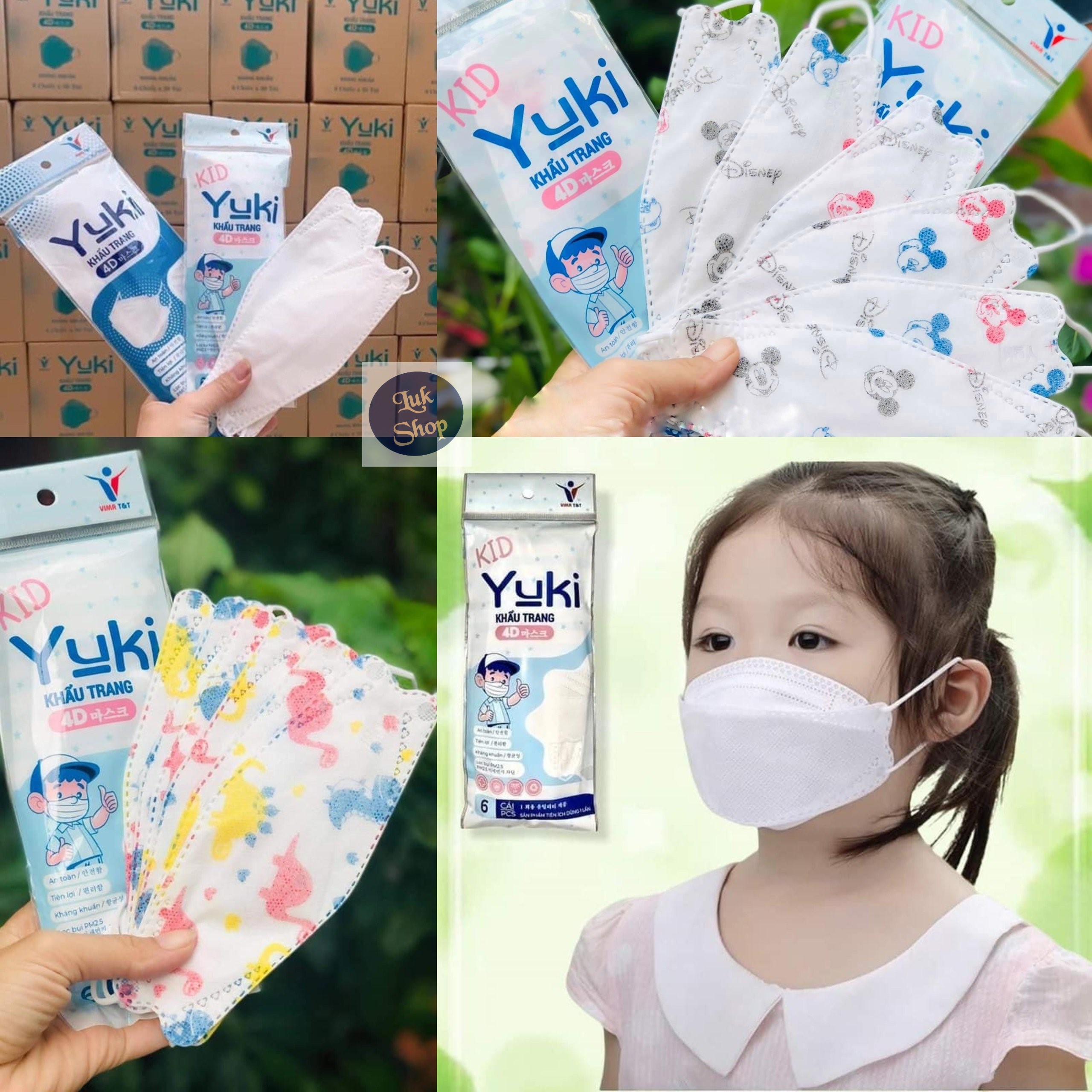 [HCM]Khẩu Trang Kháng Khuẩn 4D Yoki Cho Trẻ Em (6 cái/túi) (từ 4 tuổi trở lên)