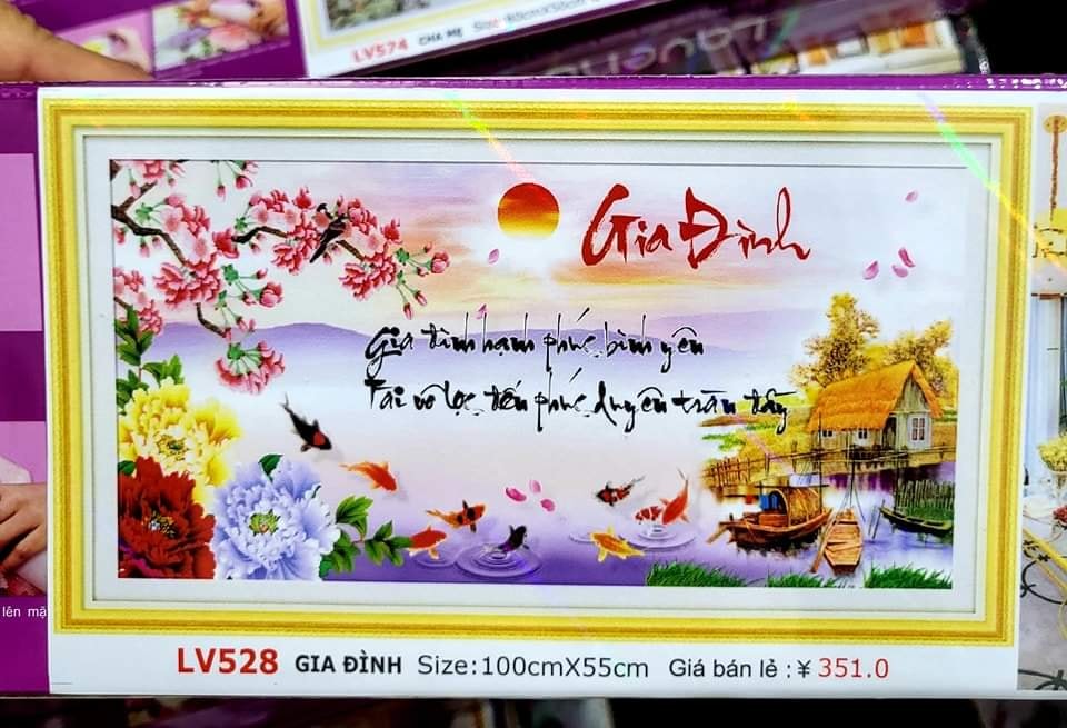 [Nhiều mẫu] Tranh đính đá thư pháp Gia Đình , Tranh chưa đính đá