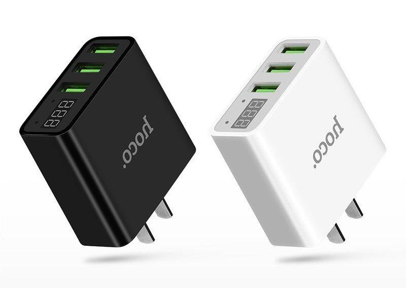 Củ Sạc Sạc Nhanh 2 Cổng Usb 12W Có Màn Hình Led Hoco C39