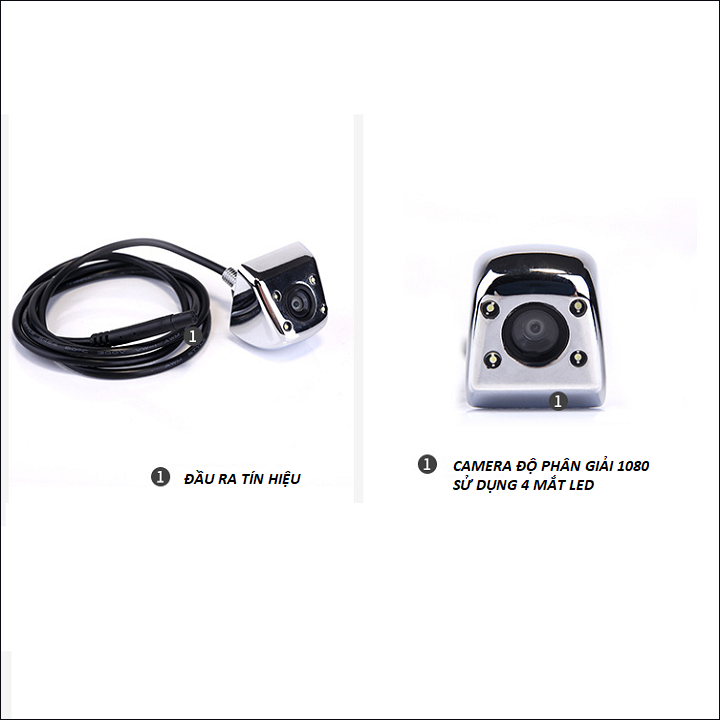 Camera lùi ô tô HD loại 4 mắt LED vỏ mạ crom