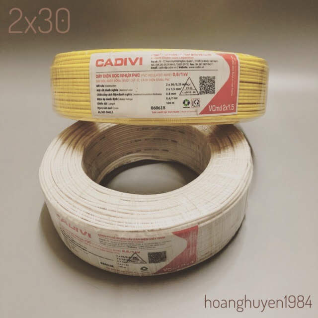 [HCM]50m dây điện đôi 2x30 cadivi