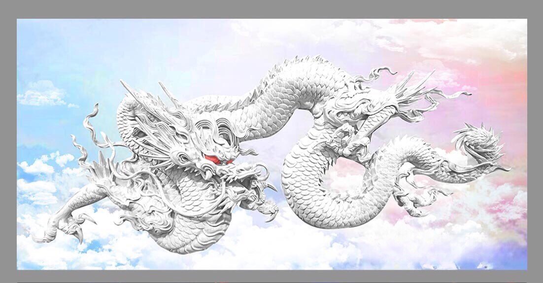 Tranh 3d dán hồ cá tranh dán bể cá mẫu rồng tặng kèm tem cảnh báo