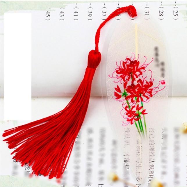 Book mark gân lá hoa bỉ ngạn vong xuyên đánh dấu trang sách