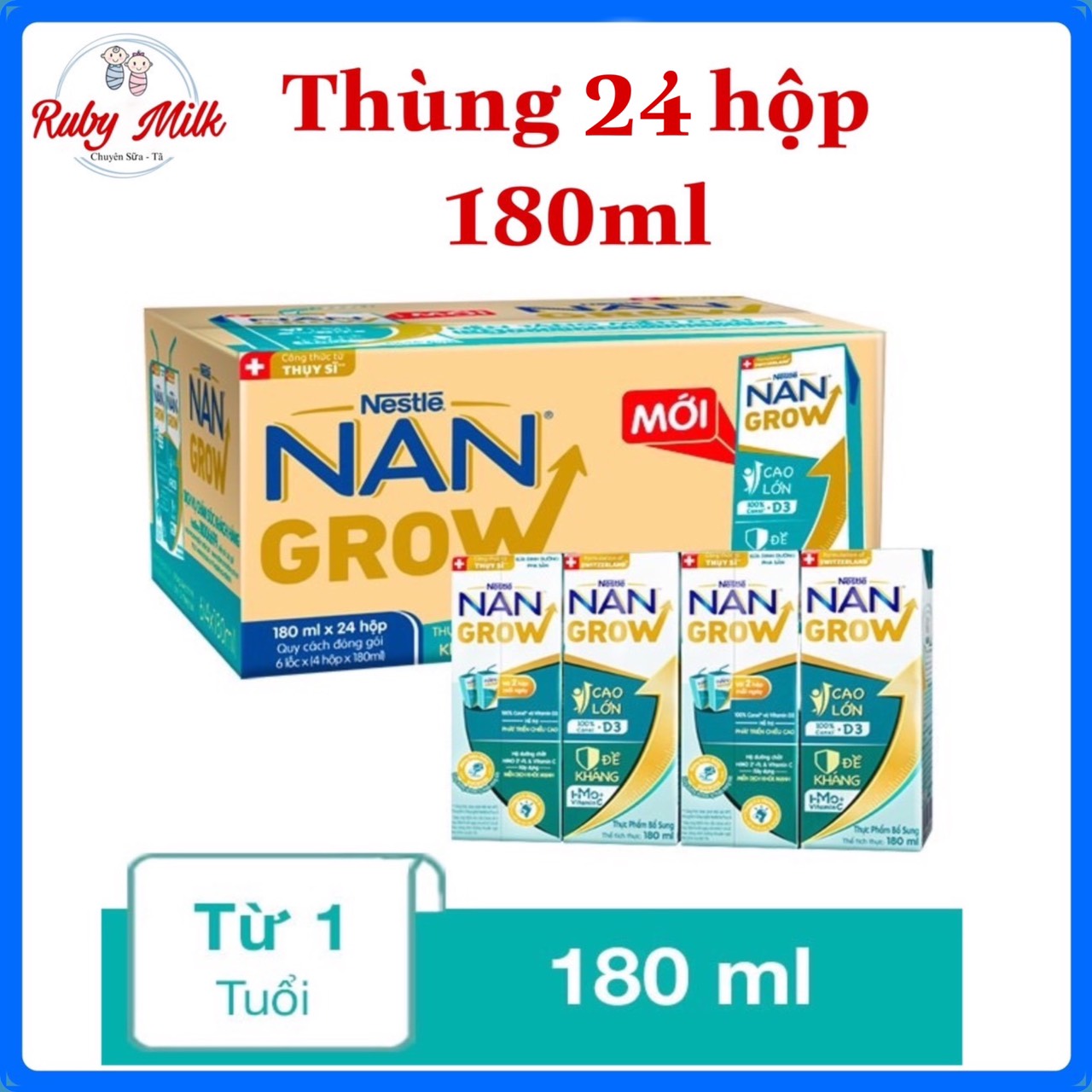 Combo 6 Lốc sữa pha sẵn Nestlé Nan Grow 180ml (24 hộp)