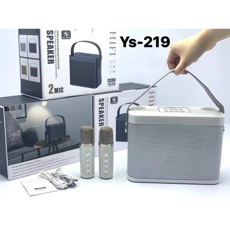 Loa Bluetooth YS-219 kèm 2 micro karaoke công suất 20 W