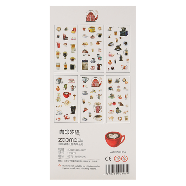 [HCM]Bộ 6 Tấm Sticker Dán Trang Trí - Coffee