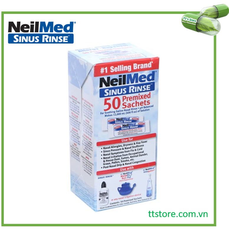 Hộp 50 gói muối rửa mũi NeilMed Sinus Rinse 50 sachets