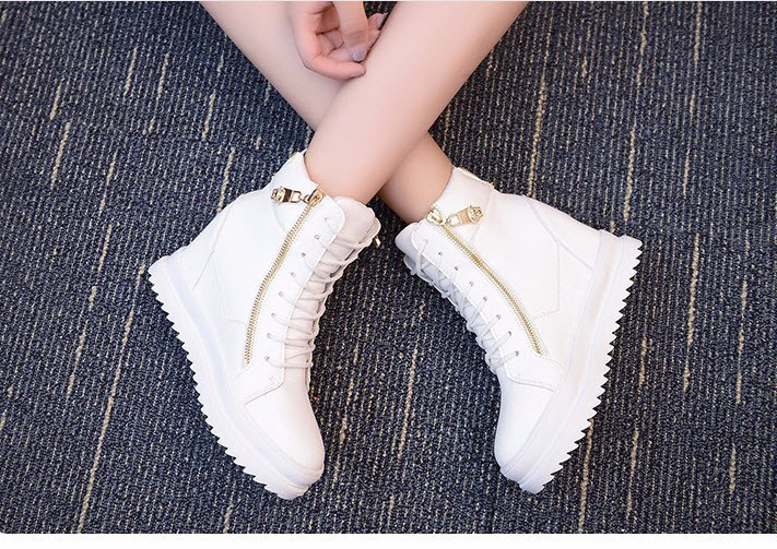 Giày boot nữ cao cổ đế độn phong cách Hàn Quốc B042