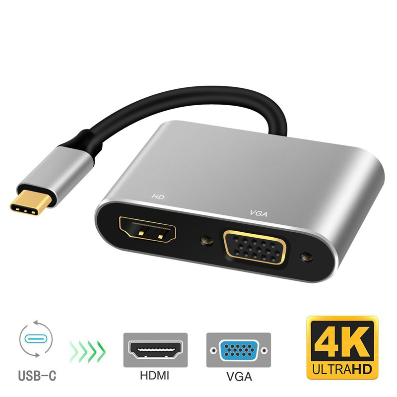 Cáp chuyển đổi typeC sang HDMI và VGA V187B - hỗ trợ HD/4K (Màu Random) - Nhất Tín Computer
