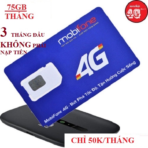 SIM 4G MOBIFONE 75GB/THÁNG TỐC ĐỘ CAO (3 THÁNG ĐẦU KHÔNG PHẢI NẠP TIỀN)