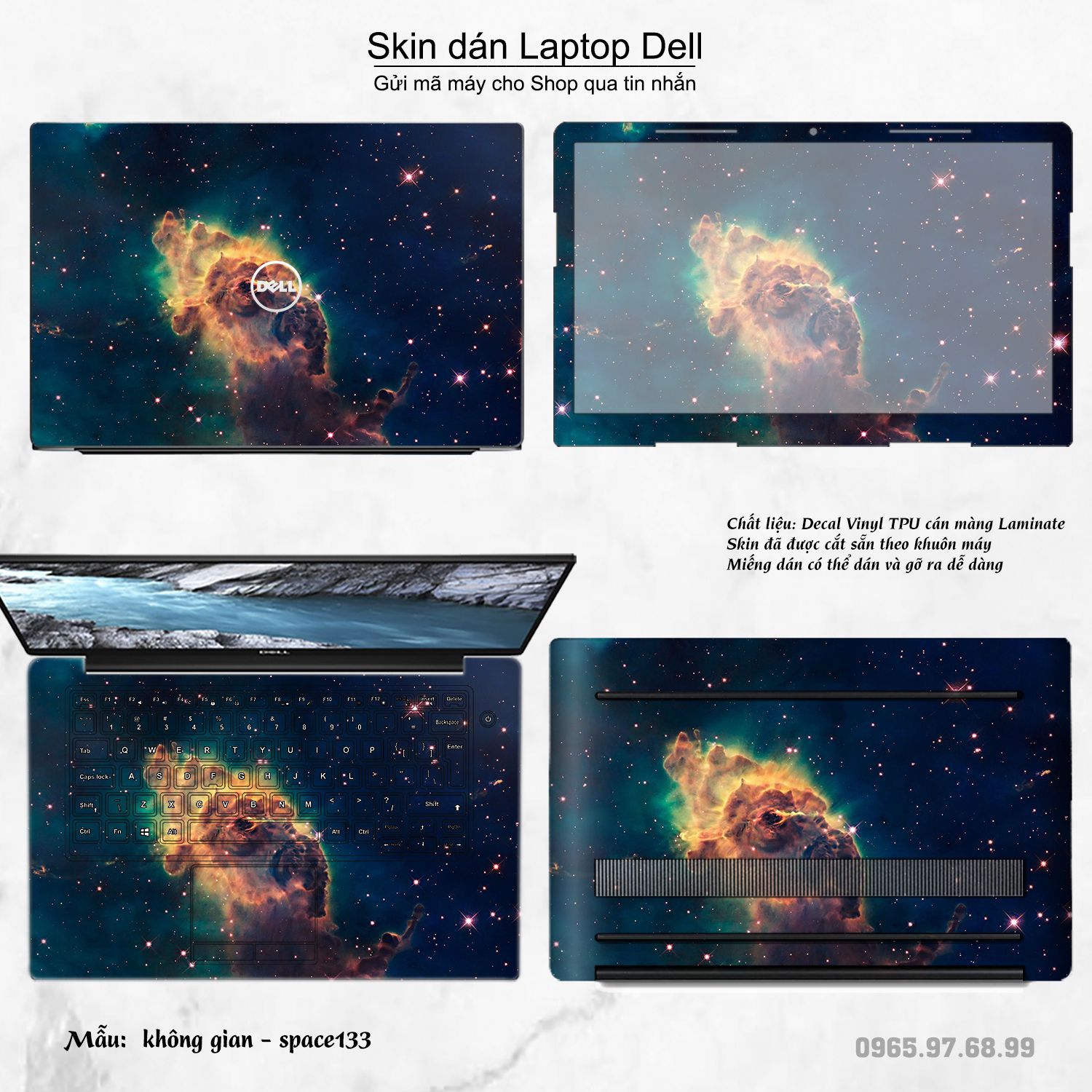 Decal Skin dán Laptop Dell mẫu không gian (inbox mã máy cho shop)