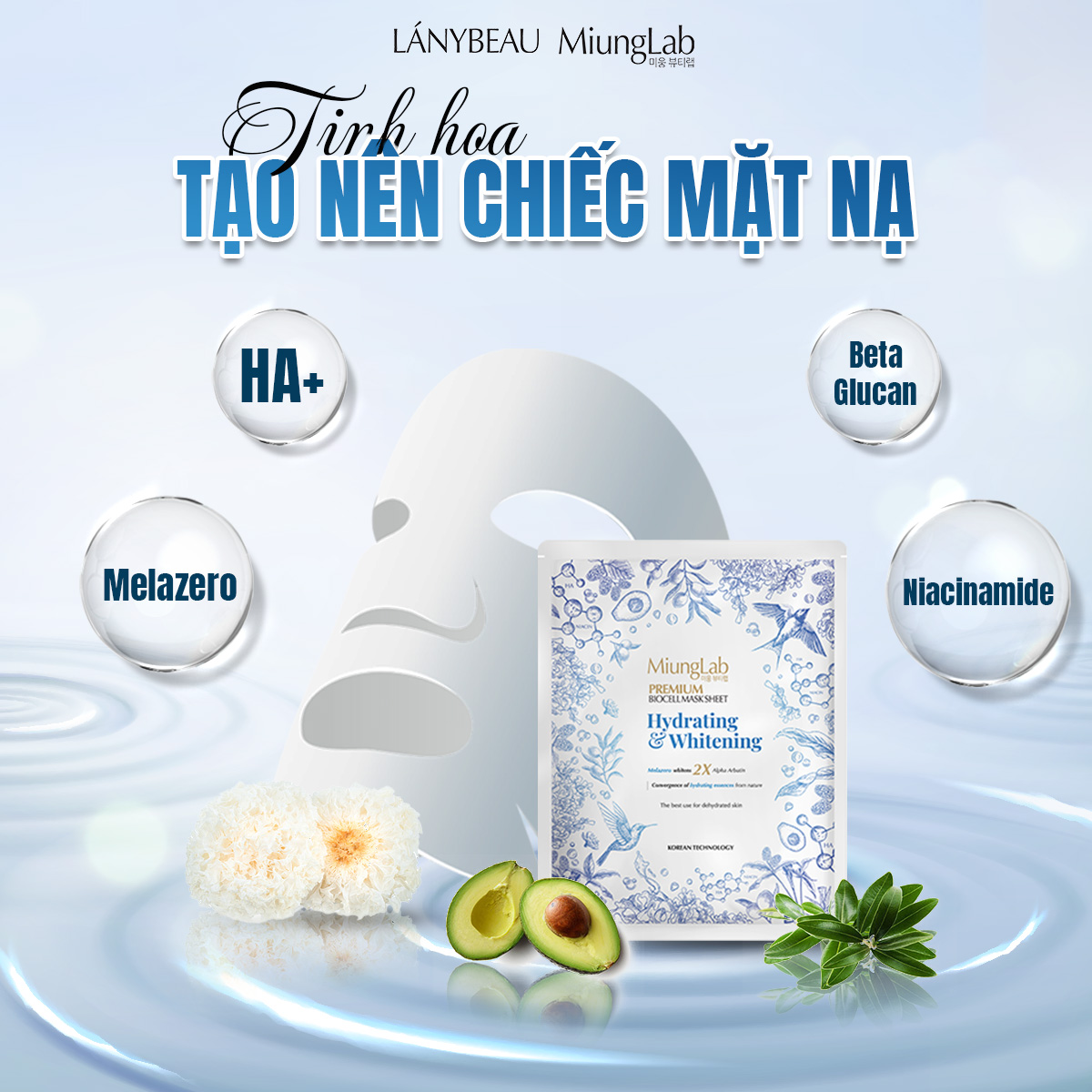 [Chính Hãng] Mặt nạ Dừa trắng da, trẻ hóa Biocel Mask MiungLab (8 miếng/Hộp)