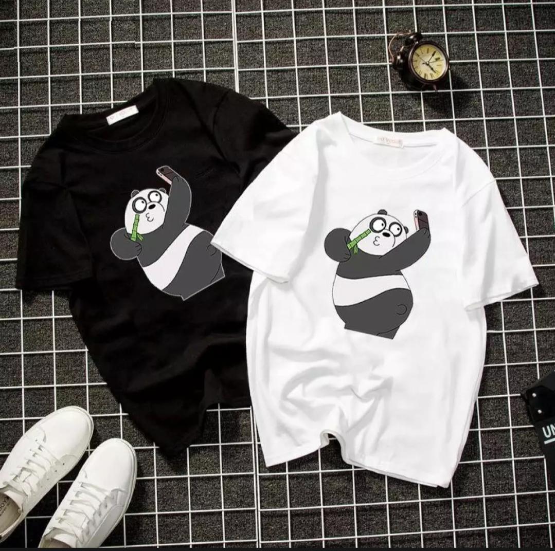 [HCM]Áo thun nam form rộng Hàn Quốc in hình Gấu Trúc dễ thương vải dày mịn mát