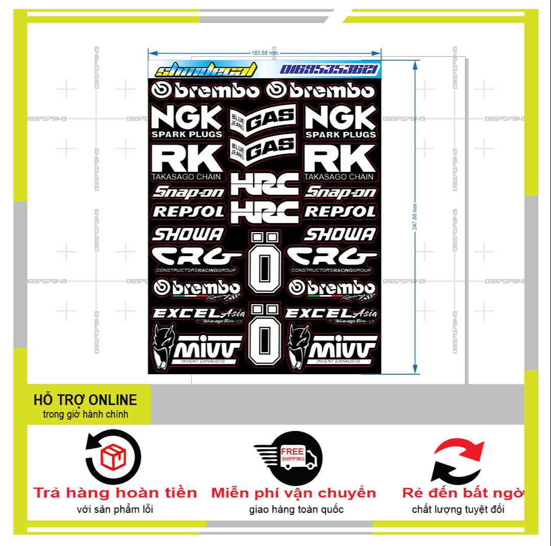 26 LOGO STICKER TRẮNG ĐEN 06  { PHỤNG DECAL }