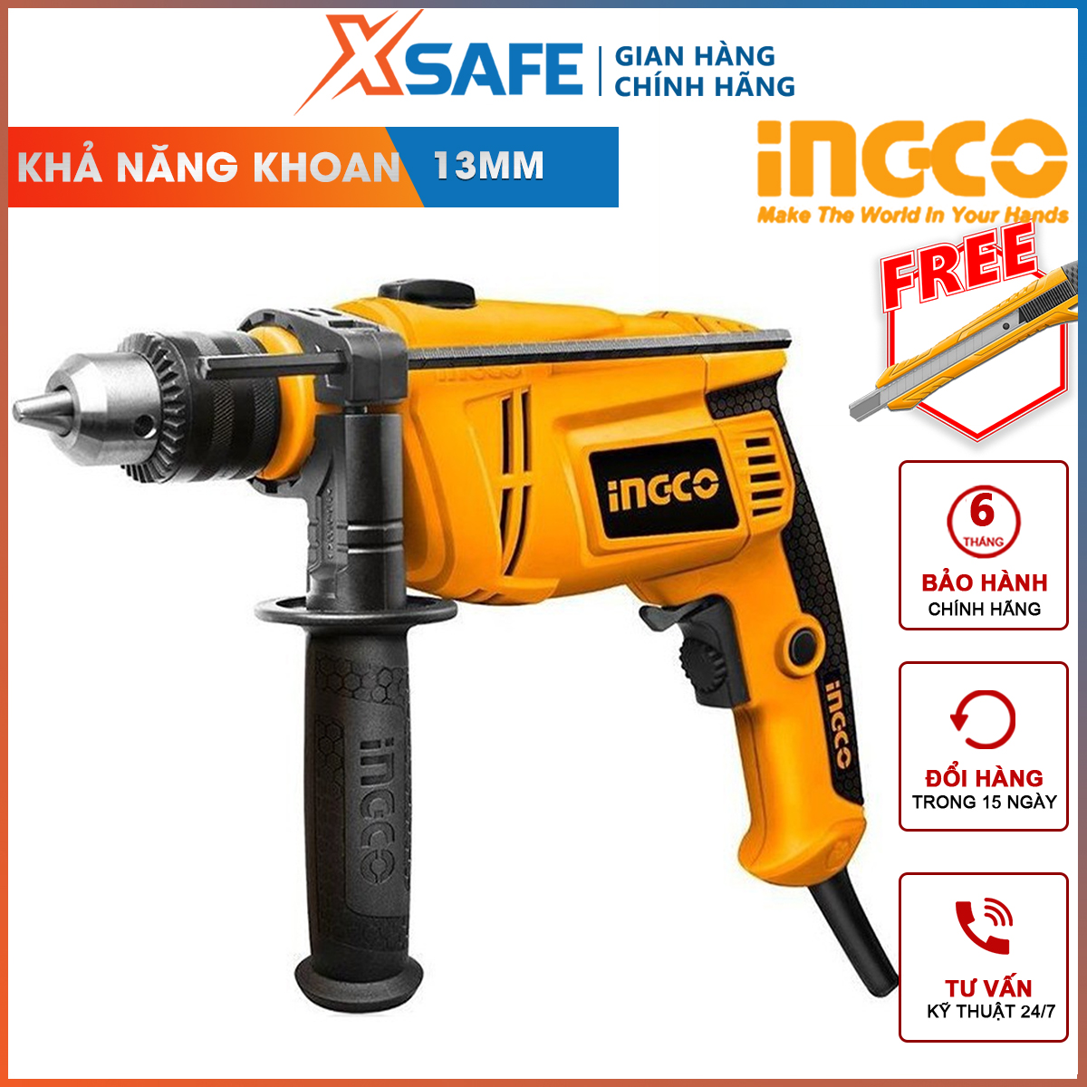 Hammer drill machine 750 W ingco ID7508E | hand drill 220-240V ~ 50-60hz, power 750 W, no-load speed 0-3000rpm drill chisel breaking wall, concrete, hard material [XTools] [xsafe]