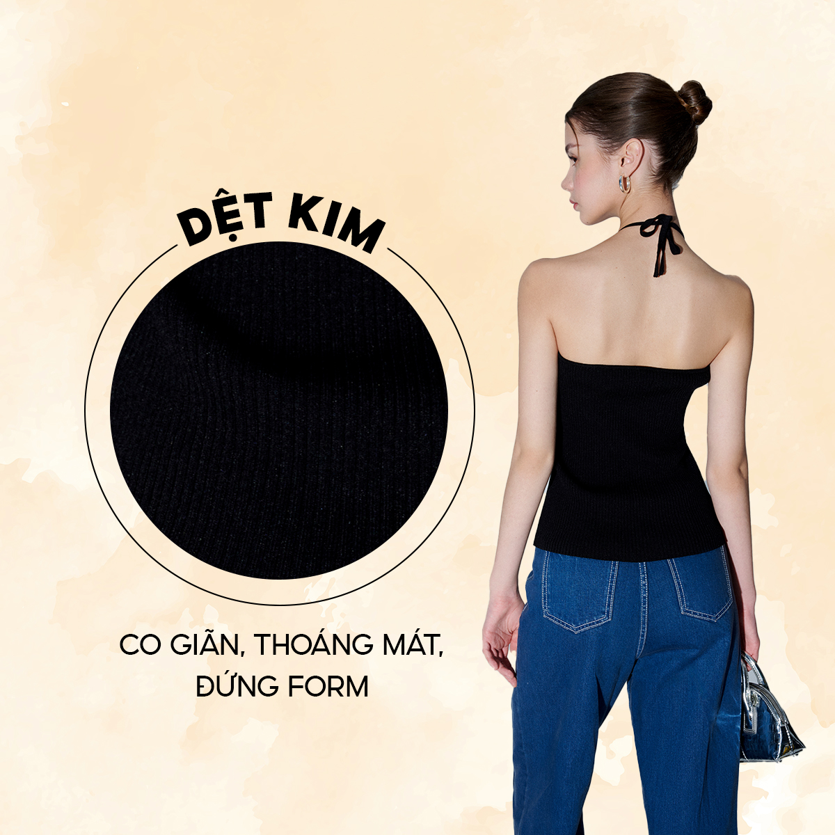 DOTTIE - Áo dệt kim cổ yếm - T0831