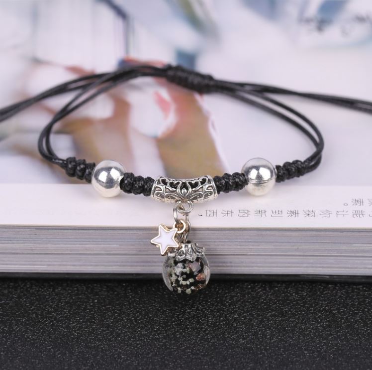 Vòng tay nữ dây đeo chéo điều chỉnh được cát vàng thủy tinh sáng trong đêm