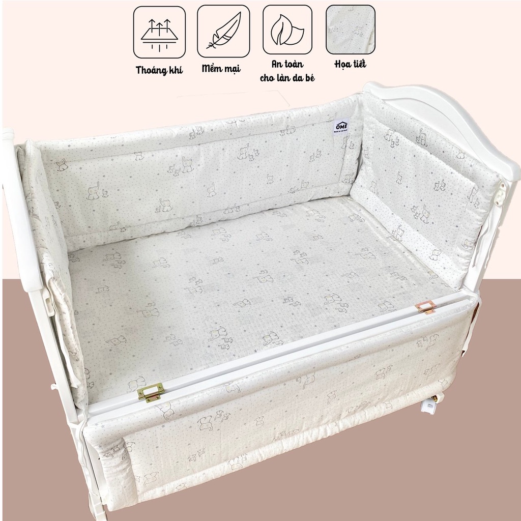 Bộ quây cũi vải kèm ga bọc nệm OME