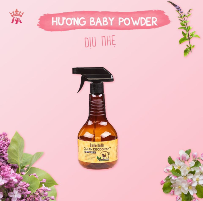 Chai xịt khử mùi dưỡng lông cho chó mèo BudleBudle Clean Deodorant 550ml