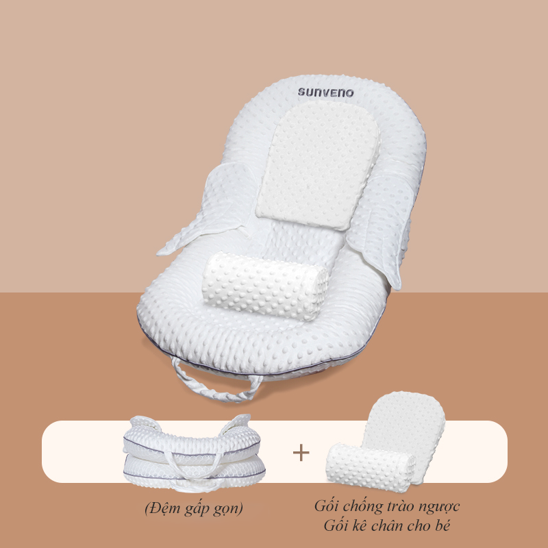 Đệm nôi di động cho bé,hạt matxa 3D,giúp bé ngủ ngon hạn chế nôn chớ ọc sữa