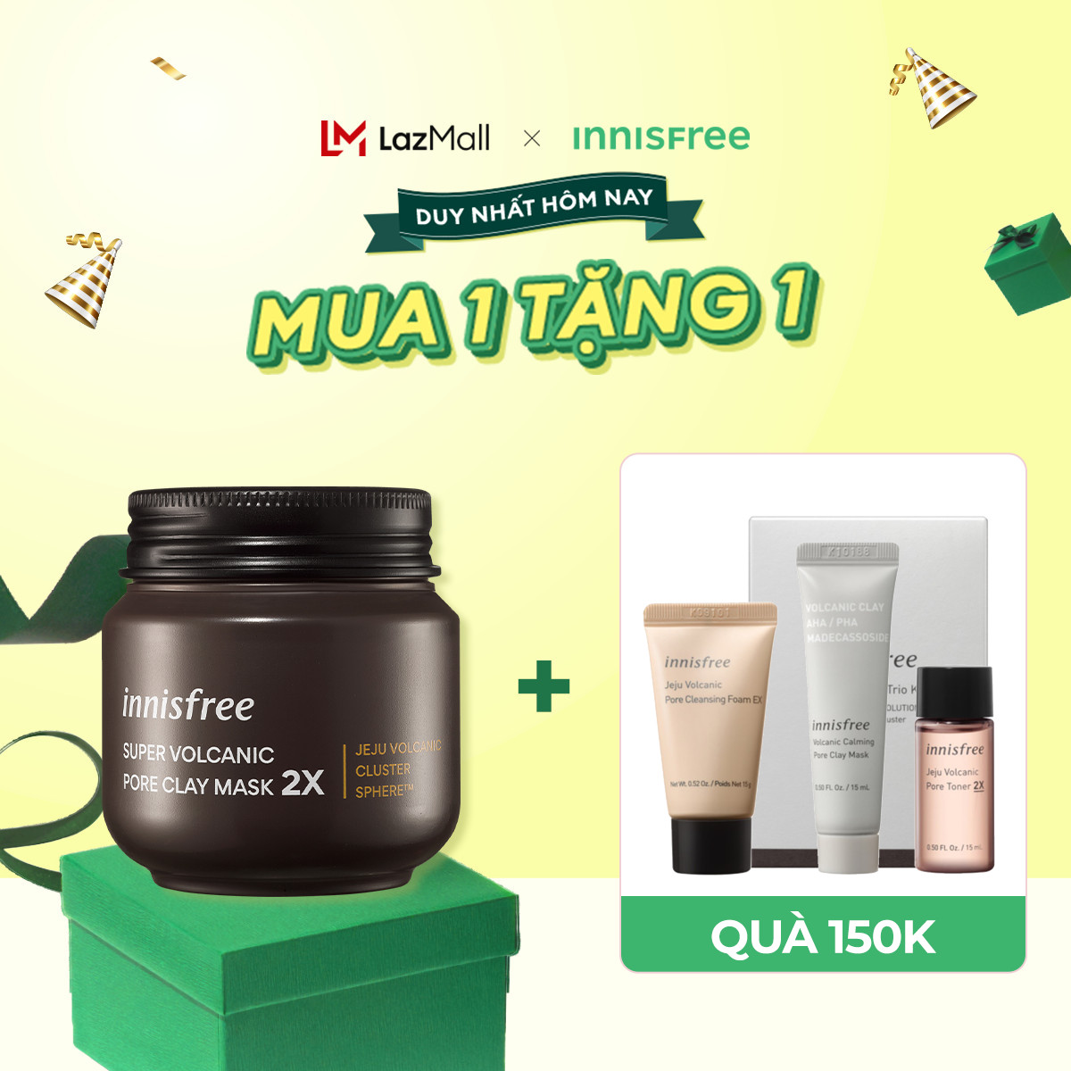 Siêu mặt nạ chăm sóc lỗ chân lông Innisfree Super Volcanic Pore Clay Mask 2X 100ml