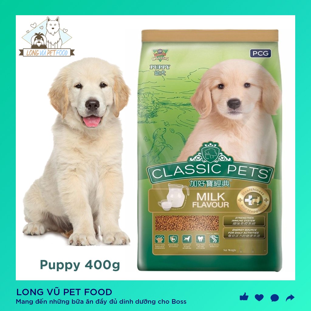 Thức Ăn Cho Chó Nhỏ Hạt Khô Vị Sữa Classic Puppy 400g - Long Vũ Pet Food