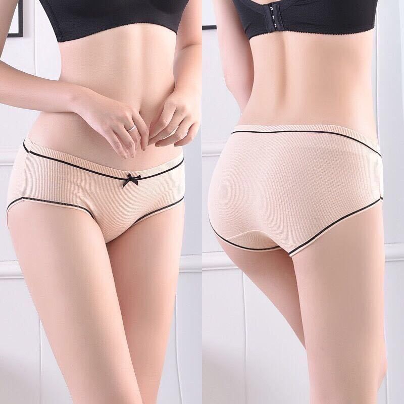 Set 5 panties cotton swab lacing Plaid delivery bow (freesize to 58kg)