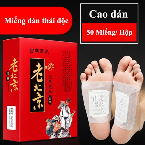 Hộp 50 Miếng dán chân thải độc - Miếng dán ngải cứu Bắc Kinh thải độc tố qua gan bàn chân - Soleil Shop nhập khẩu