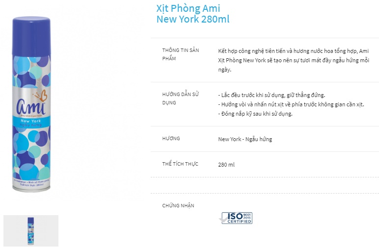 Nước hoa Xịt Phòng Ami 280ml (nhiều mùi hương)