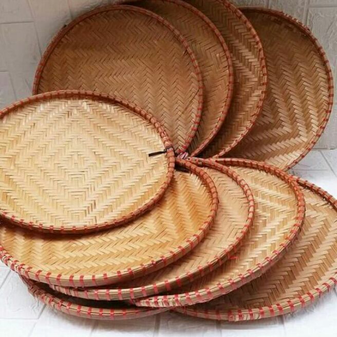 Bộ 10 mẹt tre cạp đỏ 35cm
