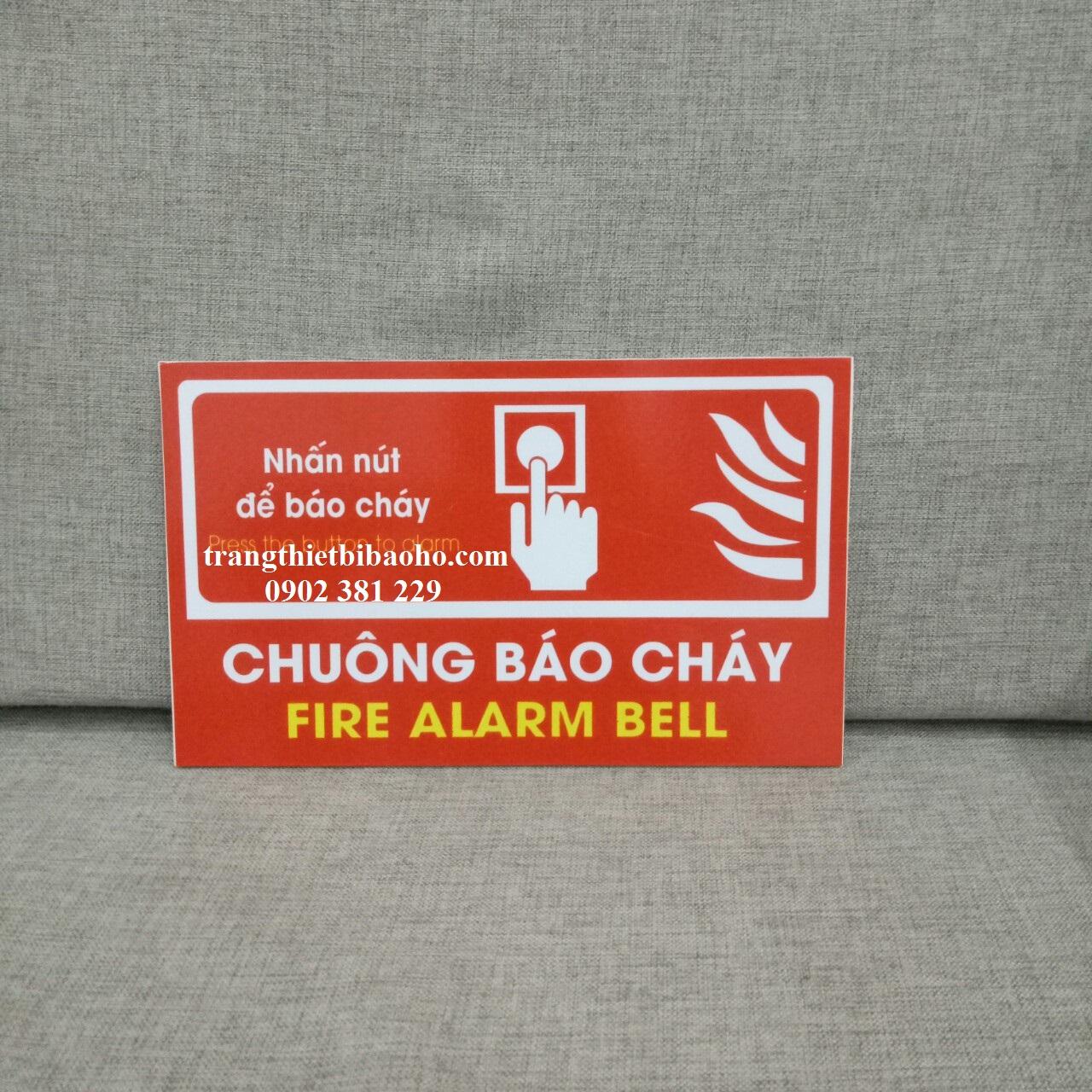 Biển báo Fomex dán decal Chuông báo cháy 15 x 25cm